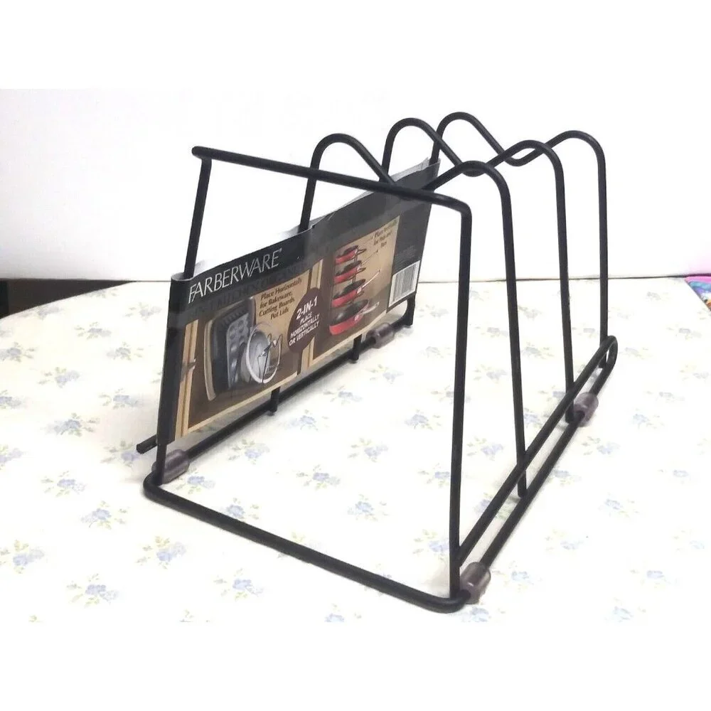 NEW Farberware Kitchen Organizing Rack Bakeware Pans Pot Lids Cutting Board etc